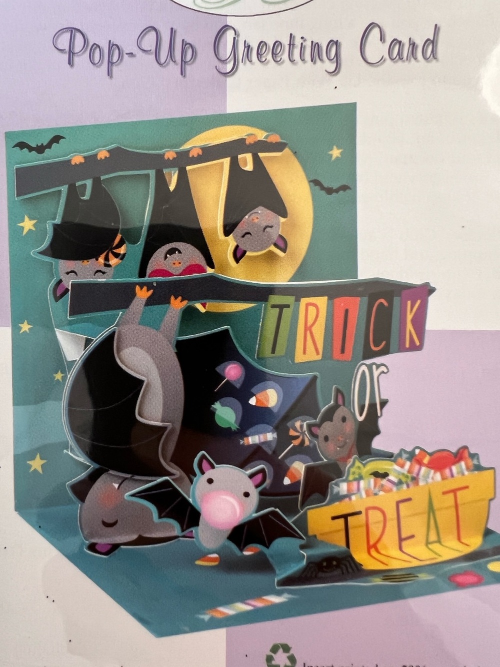 Up with Paper 3-D Pop-Up "Candy Bats" Treasures Halloween Greeting Card - Picture 3 of 7